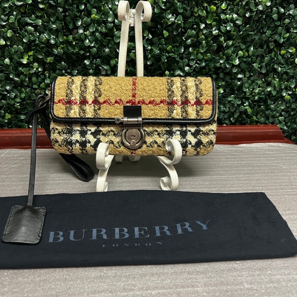 Burberry Tweed Wristlet Clutch